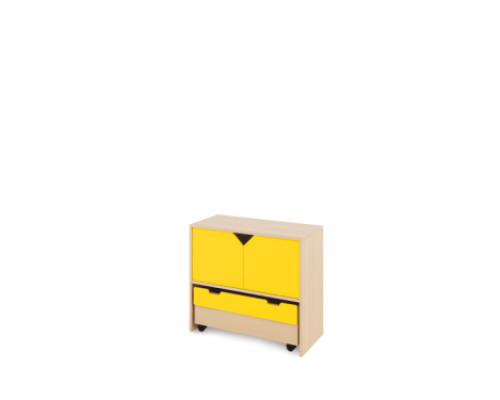 Storage Unit M with shelves + doors & container - Yellow