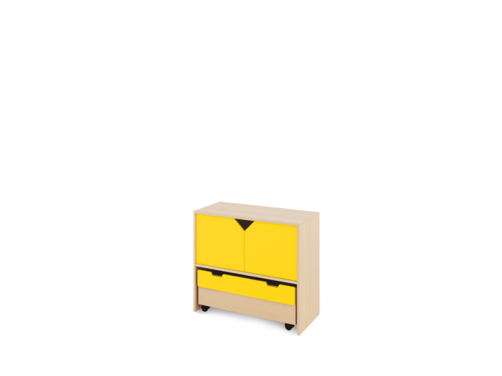 Storage Unit M with shelves + doors & container - Yellow