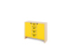 Storage Unit L with shelves and doors + deep wooden trays - Yellow