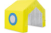 House with curtain. Foam tunnel