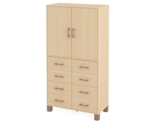 High wardrobe with drawers and doors. Birch. Fresh Collection