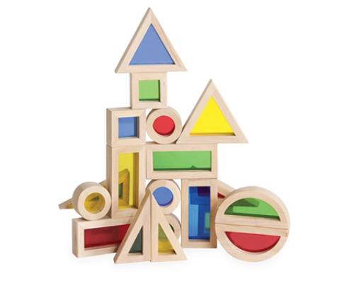 Wooden blocks with colourful windows