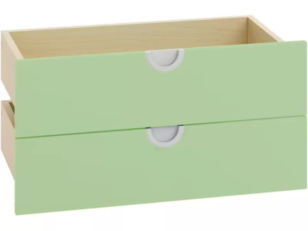 Cubo collection. Two wide low drawers - sage