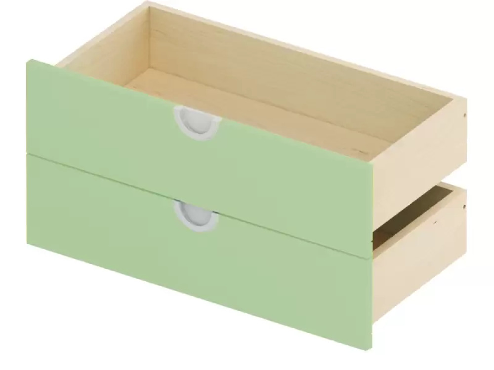 Cubo collection. Two wide low drawers - sage