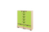 Storage Unit XL with shelves and doors + with deep wooden trays & container - Green