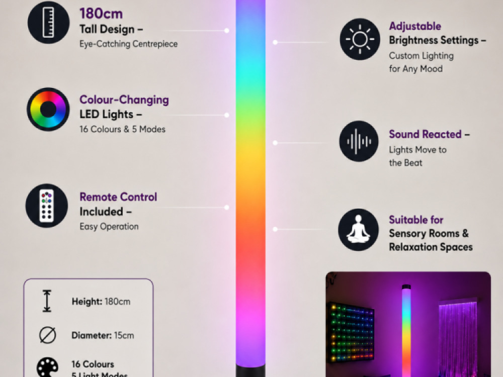 180cm Waterless Led Tube with Remote Control & Acrylic Bracket