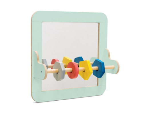 Wall mirror with a bar and manipulative elements