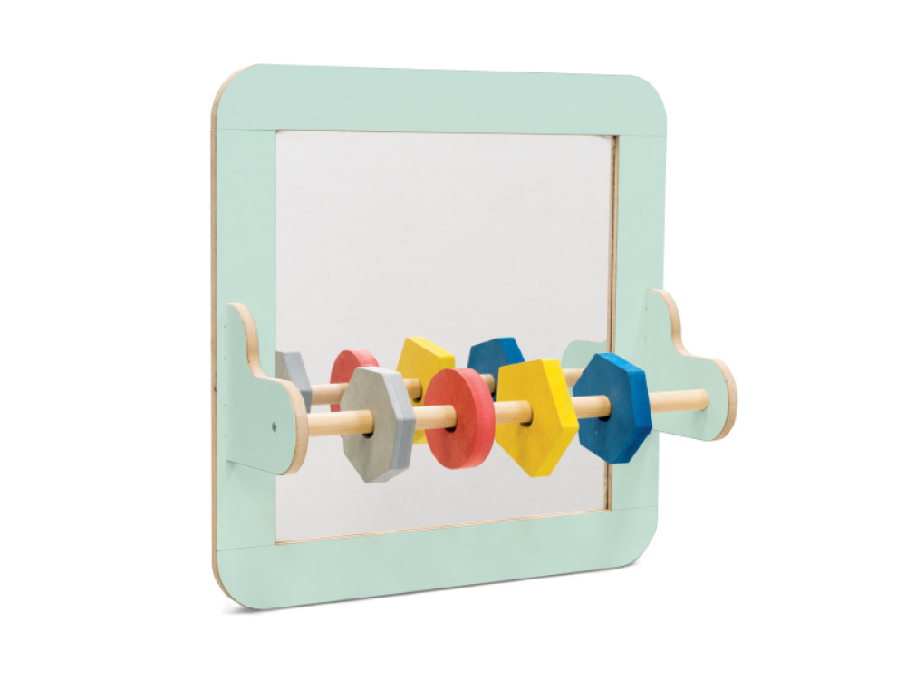 Wall mirror with a bar and manipulative elements