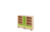 Storage Unit L with shelves + shallow wooden trays & container - Green