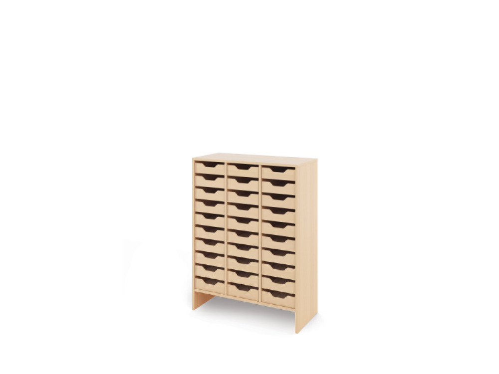 Storage Unit X with shallow wooden trays - Eko