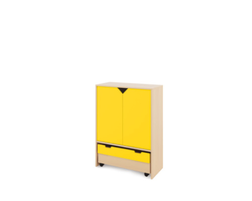 Storage Unit X with shelves + doors & container - Yellow
