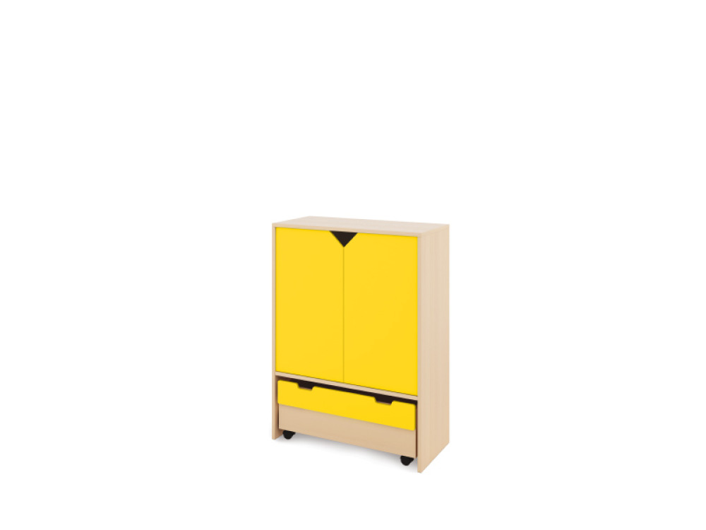 Storage Unit X with shelves + doors & container - Yellow
