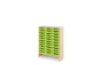 Storage Unit X with shallow wooden trays - Green
