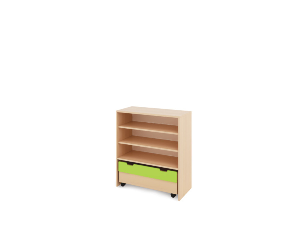 Storage Unit L with shelves + containers - Green