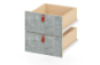 Set of grey narrow low drawers with felt front. Cubo Acoustic Collection