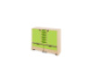 Storage Unit L with shelves and doors + shallow wooden trays & container - Green