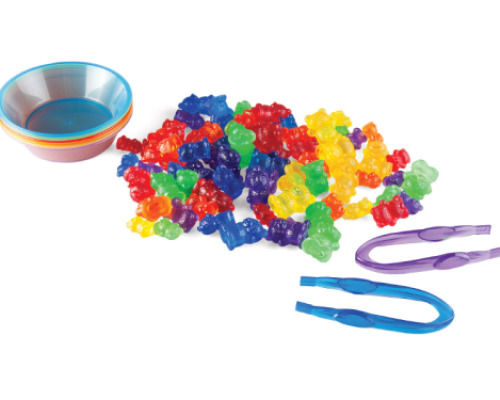 Transparent bears with accessories for sorting