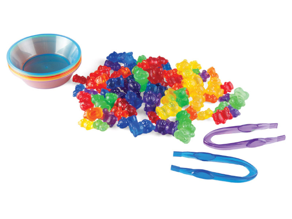 Transparent bears with accessories for sorting