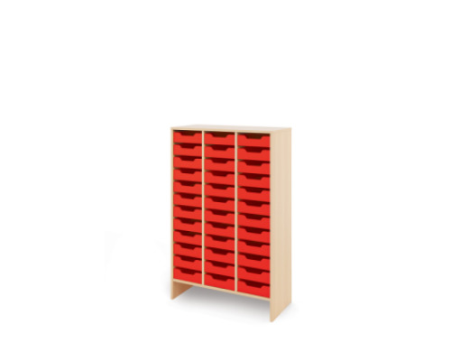Storage Unit XL with shallow cardboard trays - Red