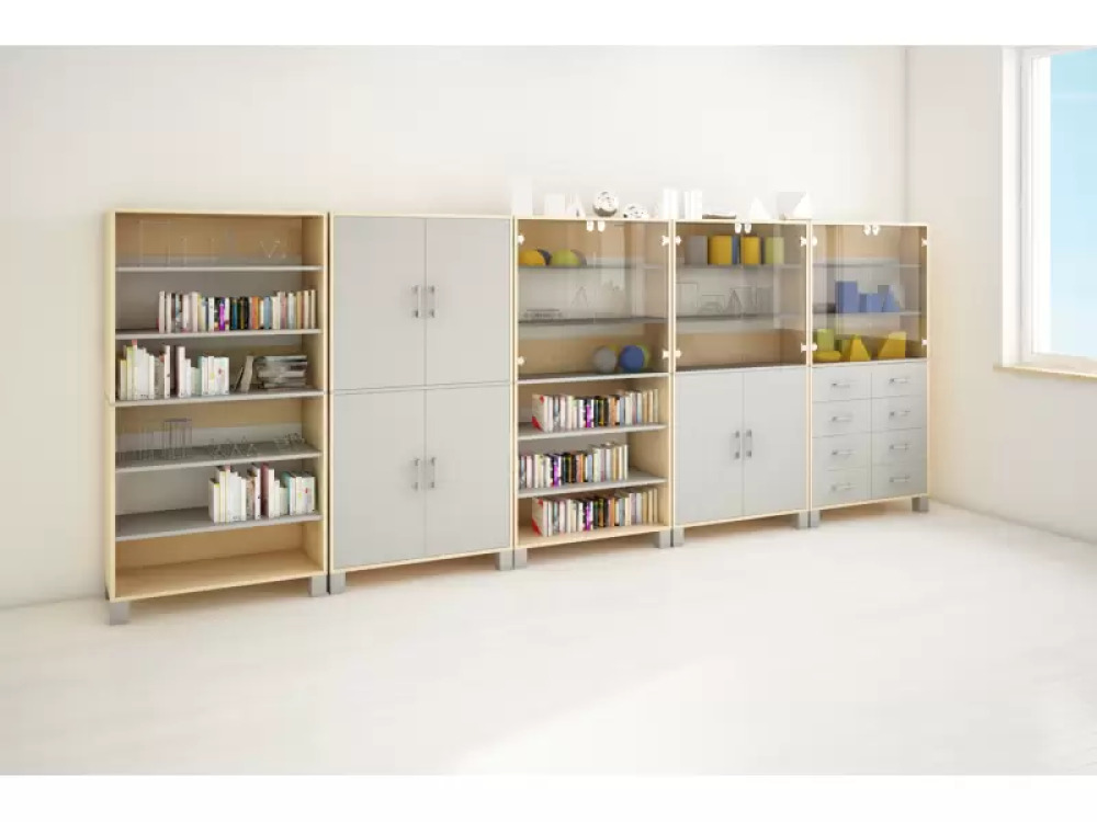 High wardrobe with shelves and doors with lock. White. Fresh Collection