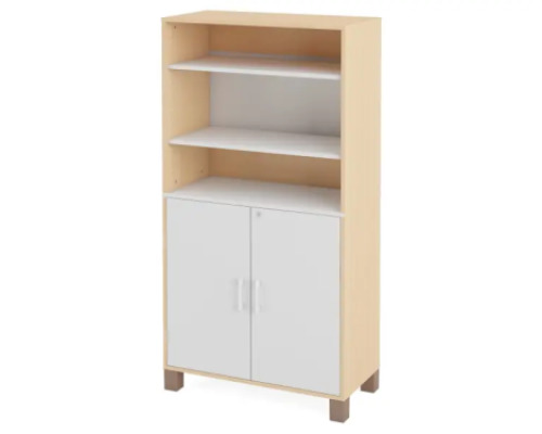 High wardrobe with shelves and doors with lock. White. Fresh Collection