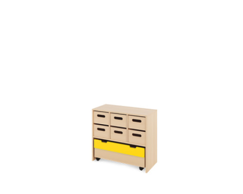 Storage Unit M with deep cardboard trays + container - Eko