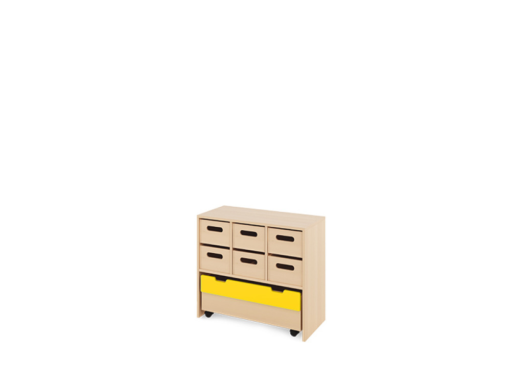 Storage Unit M with deep cardboard trays + container - Eko