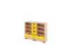 Storage Unit L with shelves + with deep wooden trays & container - Yellow