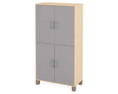A tall wardrobe with two pairs of doors. Grey. Fresh Collection