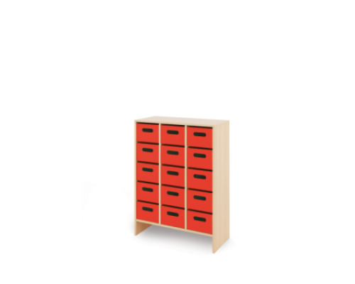 Storage Unit X with deep cardboard trays - Red