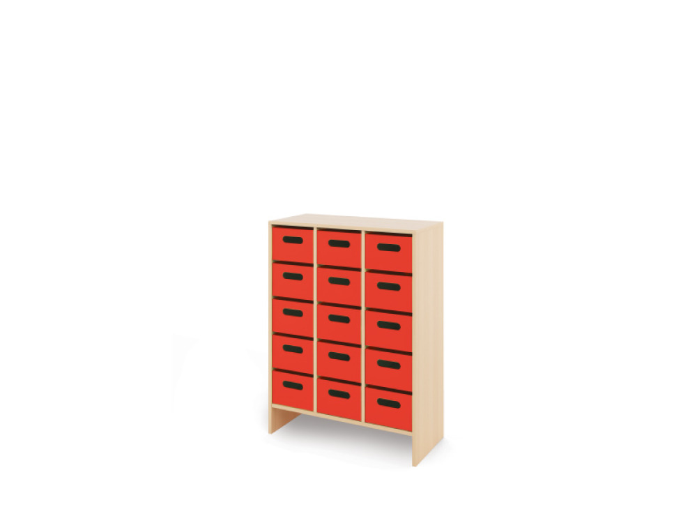Storage Unit X with deep cardboard trays - Red