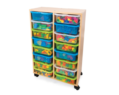 Maxi mobile cabinet with bricks and plastic containers