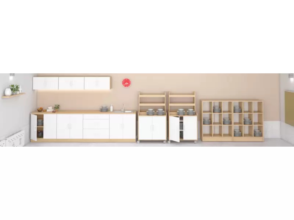 Kitchen countertop 340 cm in crystal white colour. Master Kitchen collection
