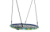 Illuminated stork's nest with spiderweb. Therapeutic swing