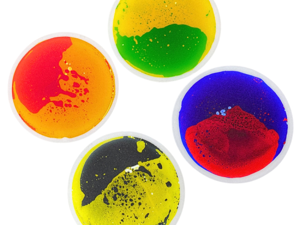 Round Liquid Floor Sensory Tiles Set of 4 – 30cm, Vibrant Colours in Motion