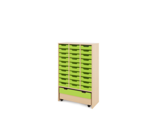 Storage Unit XL with shallow wooden trays + container - Green
