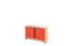 Storage Unit M with shelves and doors + shallow wooden trays - Red