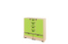 Storage Unit X with shelves and doors + deep cardboard trays & container - Green