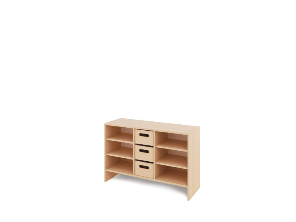 Storage Unit M with shelves + deep cardboard trays - Eko