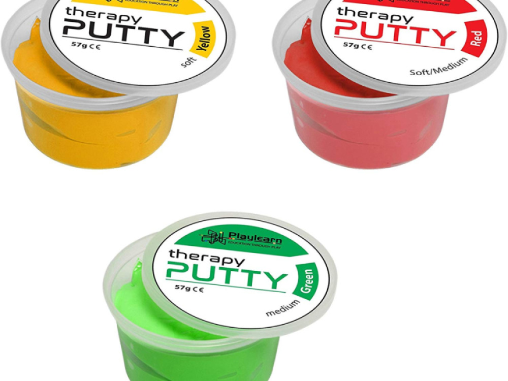 Therapy Putty (Set of 3) Soft (Yellow), Soft/Medium (Red) and Medium (Green)