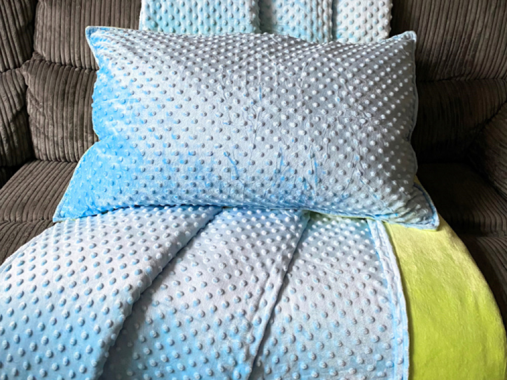 5kg Weighted Blanket Large (150 x 200cm) Blue/Green With Pillowcase