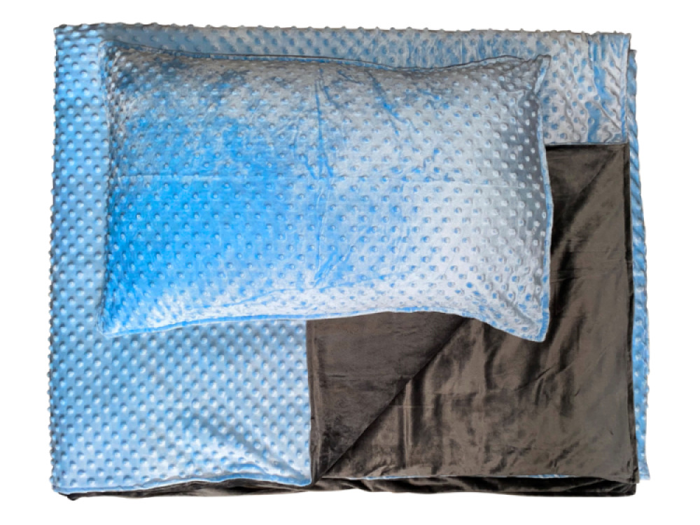 5kg Weighted Blanket Large (150 x 200cm) Blue/Grey With Pillowcase