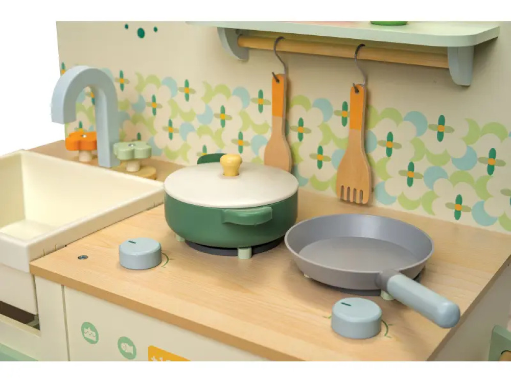 Wooden kitchen with accessories