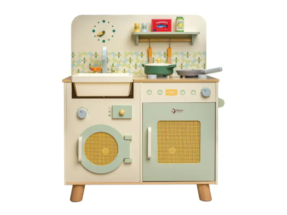 Wooden kitchen with accessories