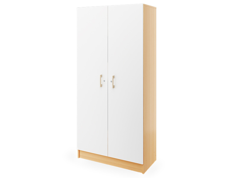 Prima. Large wardrobe, white, beech