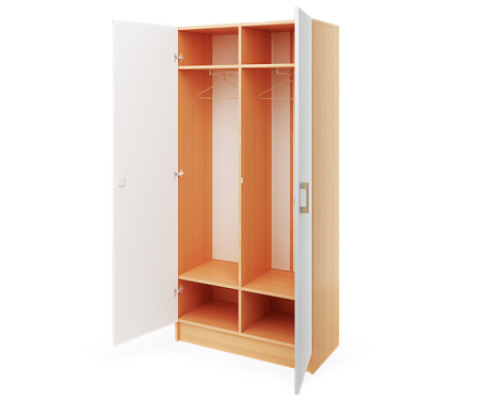 Prima. Large wardrobe, white, beech