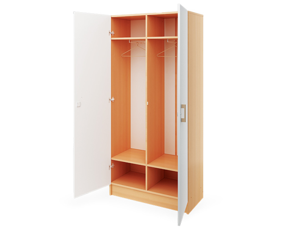 Prima. Large wardrobe, white, beech