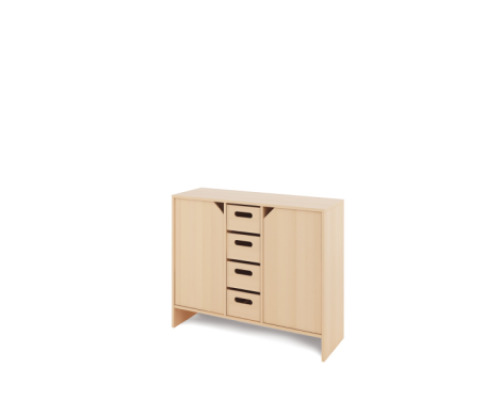 Storage Unit L with shelves and doors + deep wooden trays - Eko