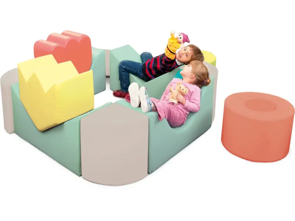 Colourful garden. Foam seating set