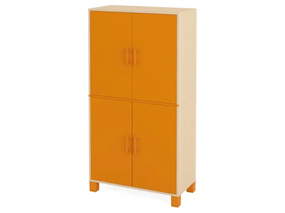 A tall wardrobe with two pairs of doors. Orange. Fresh Collection